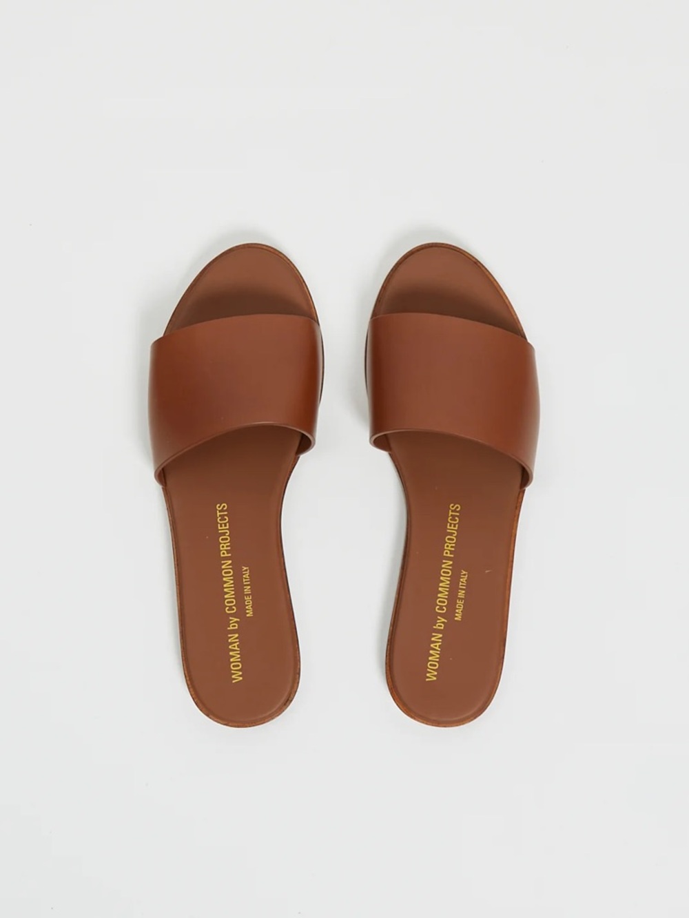 Woman by Common Projects Leather Tan Slide Sandals EU40